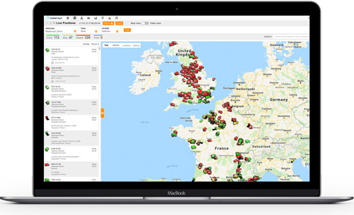 Geolocalisation vehicule sur carte de l'Europe