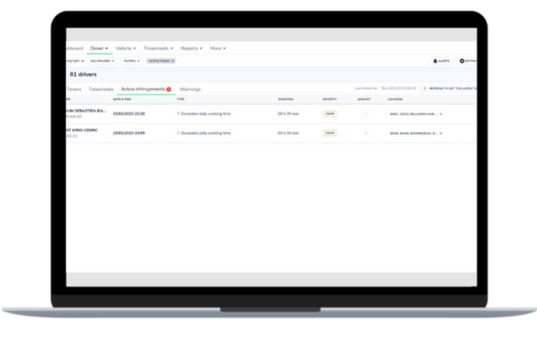 MICHELIN Connected Fleet Driver Hours Management Infringement